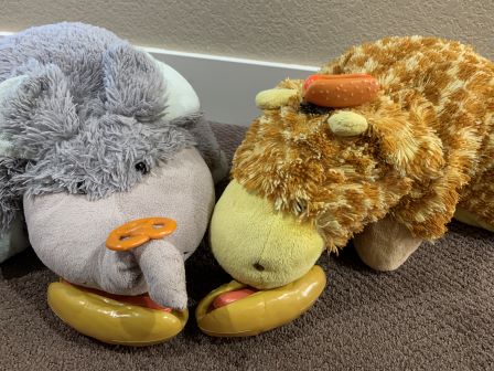 Bart and Yeti eating hot dogs and pretzels!