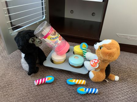 Bo making cupcakes with Snicky.