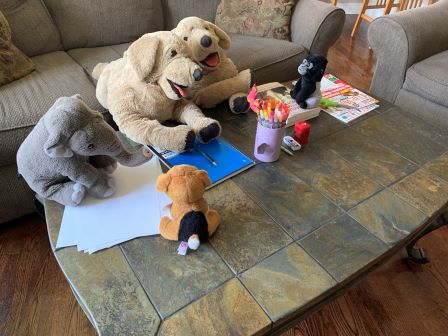 Woofs and Woofy in class with their friends